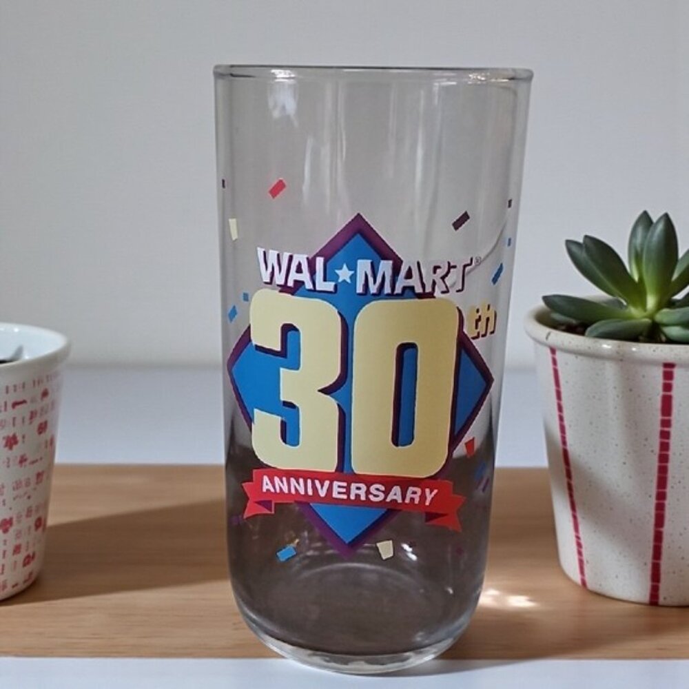 Walmart 30th Anniversary Coca-Cola drinking glass. Vintage from 1992